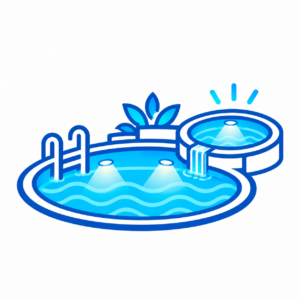 Pool and spa lighting icon showing illuminated swimming pool and spa lights